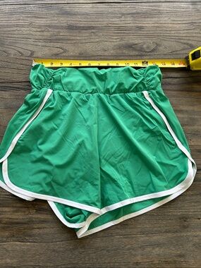 Women's Green Athletic Shorts with White Trim
